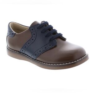 NWOB! Footmates Connor Classic Brown and Navy Saddle Shoes, sz 9 (Toddler)